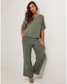 Pantalon 100% Lin Amanda vert kaki