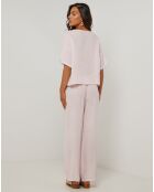 Pantalon 100% Lin Amanda rose pâle