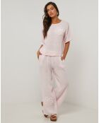 Pantalon 100% Lin Amanda rose pâle