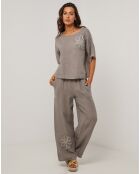 Pantalon 100% Lin Amanda taupe