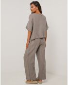 Pantalon 100% Lin Amanda taupe