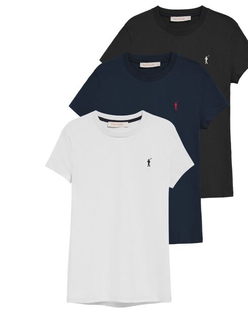 3 T-Shirts blanc/navy/noir