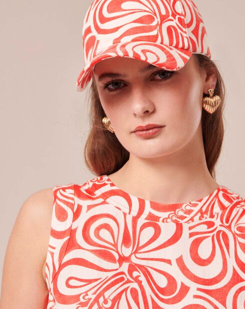 Casquette à motif graphique corail