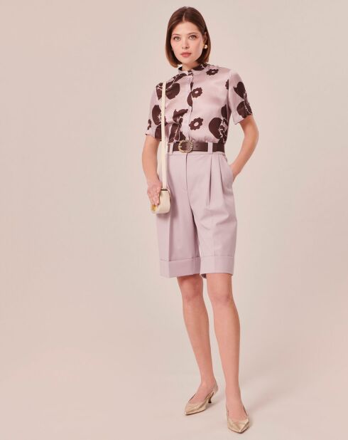 Chemise imprimé fleuri parme