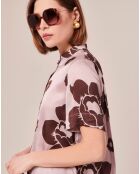 Chemise imprimé fleuri parme