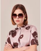 Chemise imprimé fleuri parme