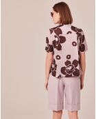 Chemise imprimé fleuri parme