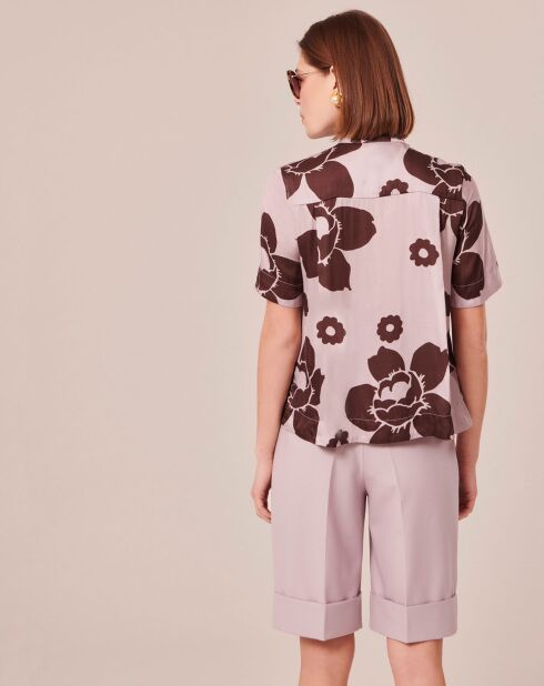 Chemise imprimé fleuri parme