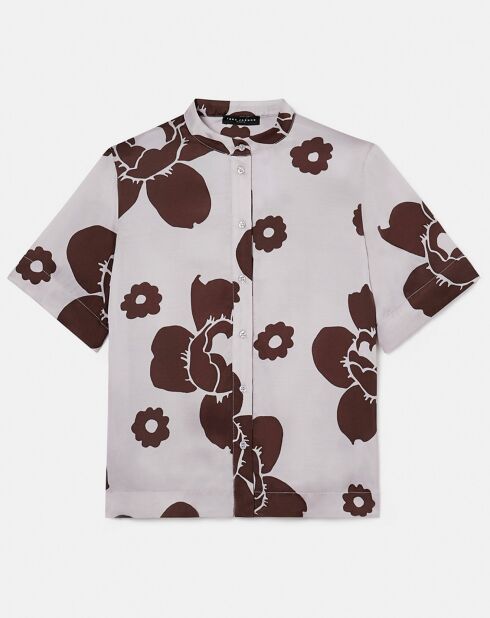 Chemise imprimé fleuri parme