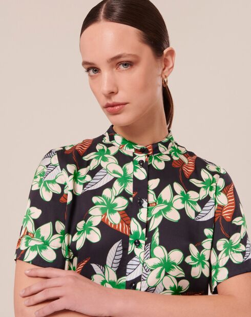 Chemise à motif fleurs nocturne