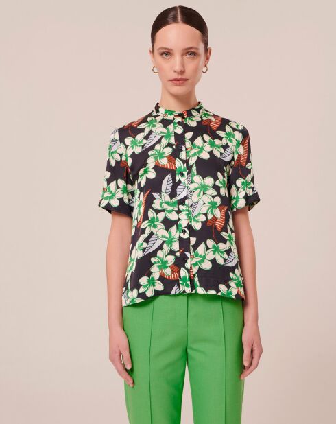 Chemise à motif fleurs nocturne