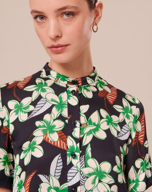 Chemise à motif fleurs nocturne