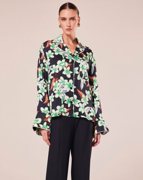 Chemise à motif fleurs nocturne