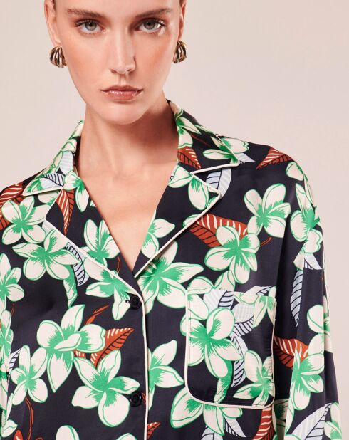 Chemise à motif fleurs nocturne