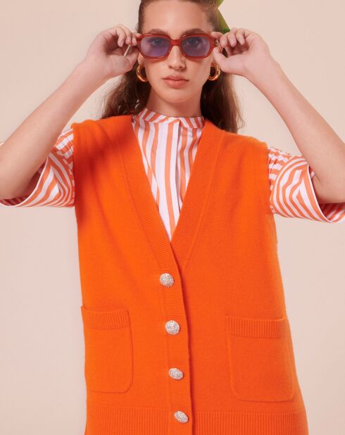 Pull en Laine mérinos & Alpaga orange