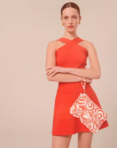 Jupe en toile double corail