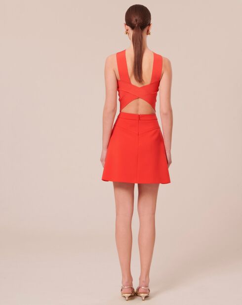 Jupe en toile double corail