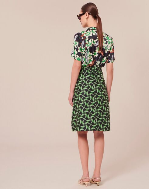 Jupe à motif graphique en jacquard verte