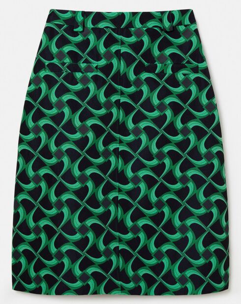 Jupe à motif graphique en jacquard verte