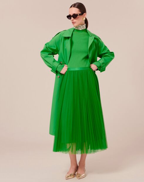 Jupe en tulle plissée verte