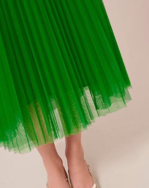 Jupe en tulle plissée verte
