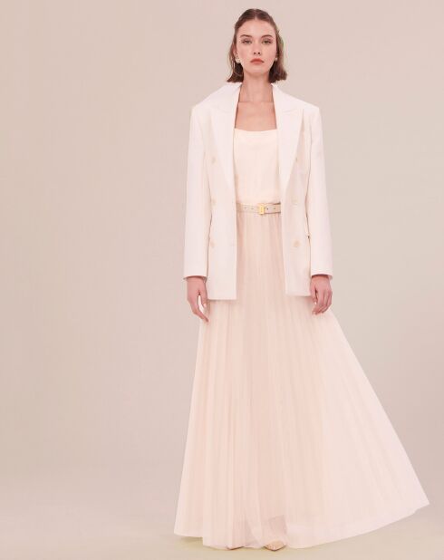 Jupe en tulle plissée ecrue