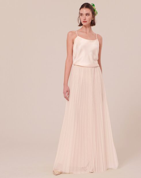 Jupe en tulle plissée ecrue