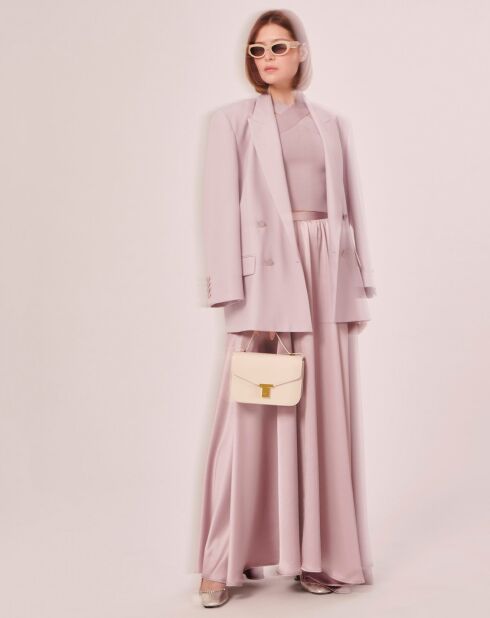 Jupe en satin fluide parme
