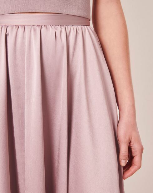 Jupe en satin fluide parme