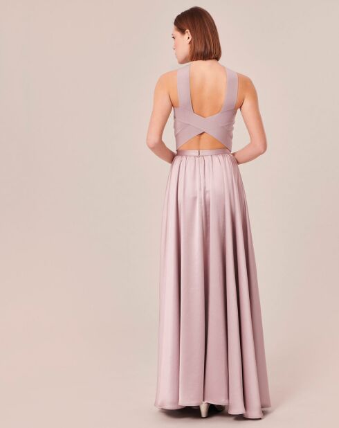 Jupe en satin fluide parme