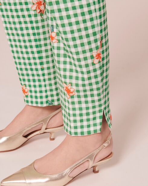 Pantalon en vichy vert
