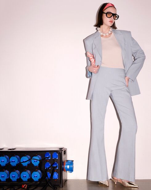 Pantalon en tissu flammé bleu