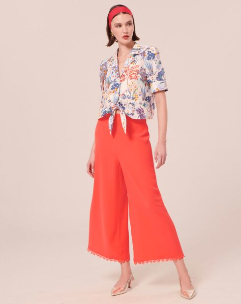 Pantalon en crêpe corail