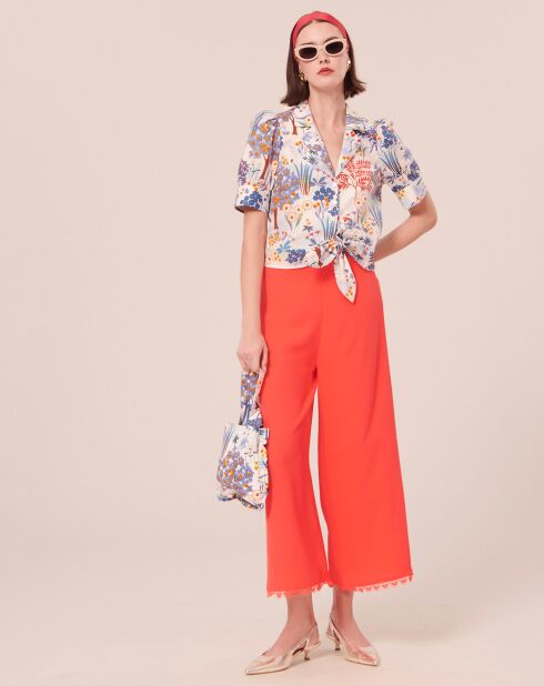 Pantalon en crêpe corail
