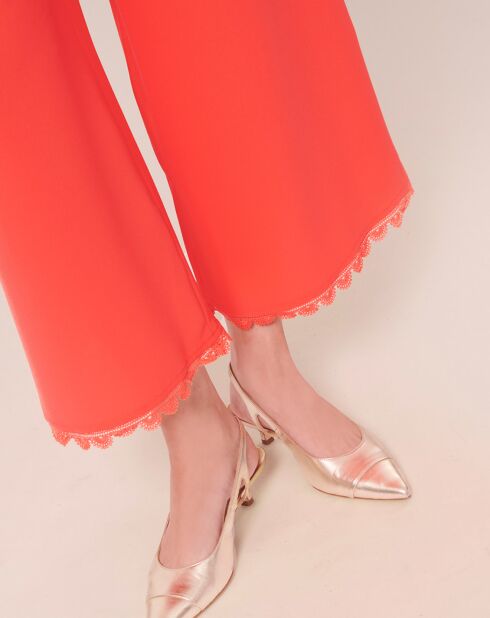 Pantalon en crêpe corail