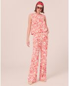 Pantalon à motif graphique corail corail