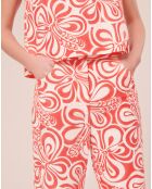 Pantalon à motif graphique corail corail