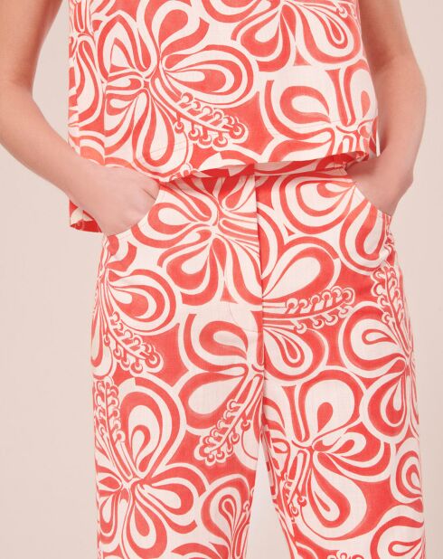 Pantalon à motif graphique corail corail