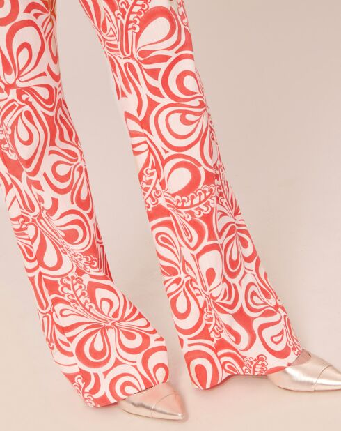 Pantalon à motif graphique corail corail