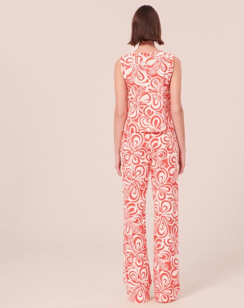 Pantalon à motif graphique corail corail