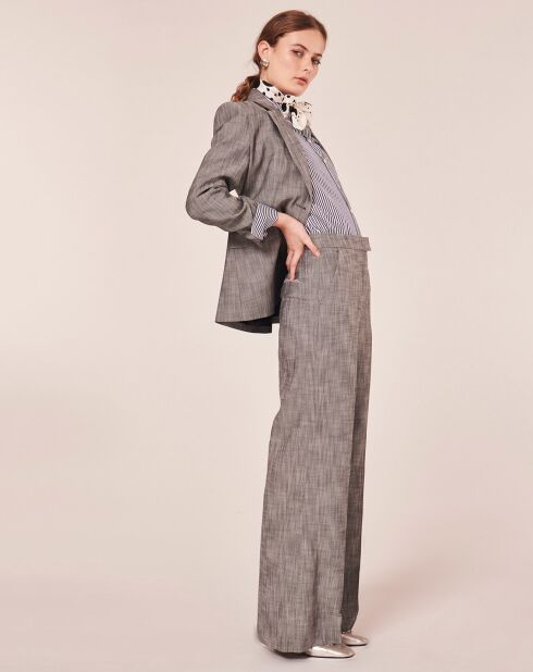 Pantalon en tissu flammé gris