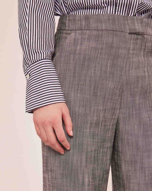 Pantalon en tissu flammé gris