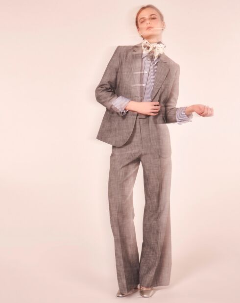 Pantalon en tissu flammé gris