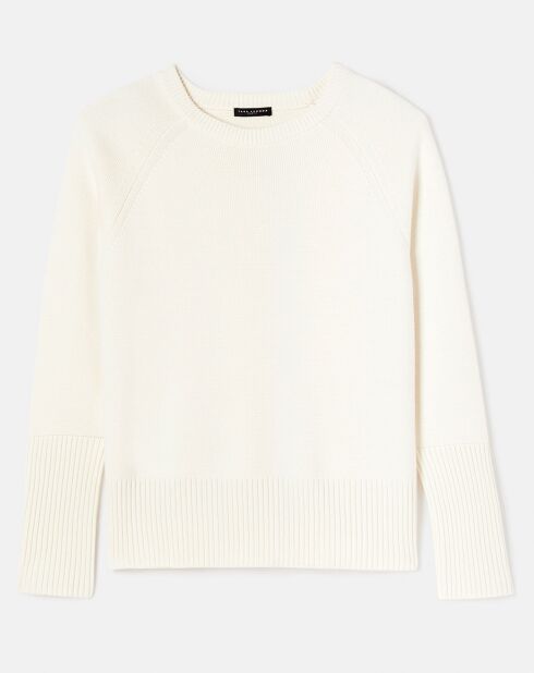 Pull écru en laine et coton ecru