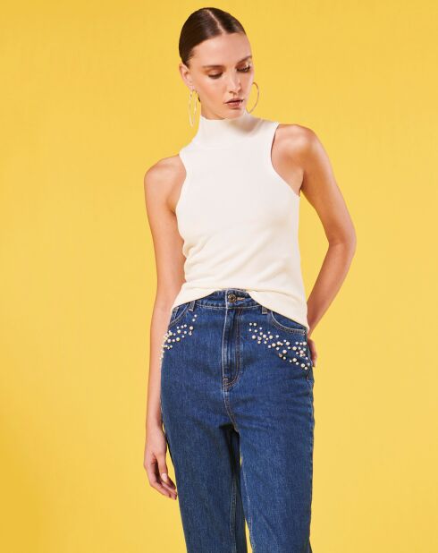Pull irisé ecru