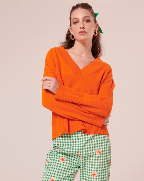 Pull en Laine mérinos & Alpaga orange