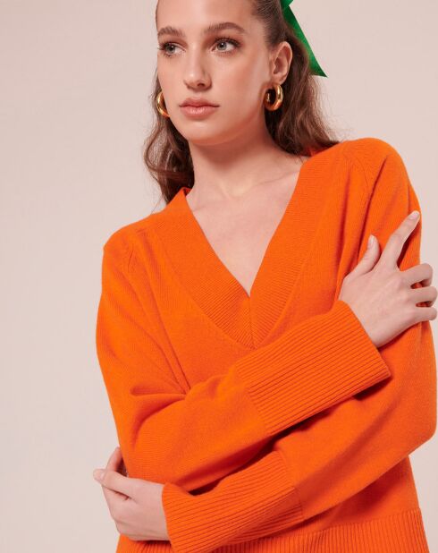 Pull en Laine mérinos & Alpaga orange