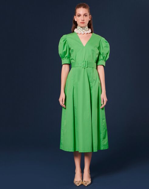 Robe Coton Biologique en popeline verte
