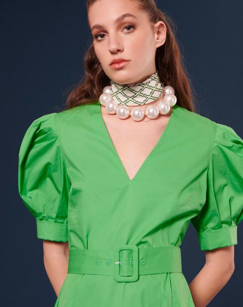 Robe Coton Biologique en popeline verte