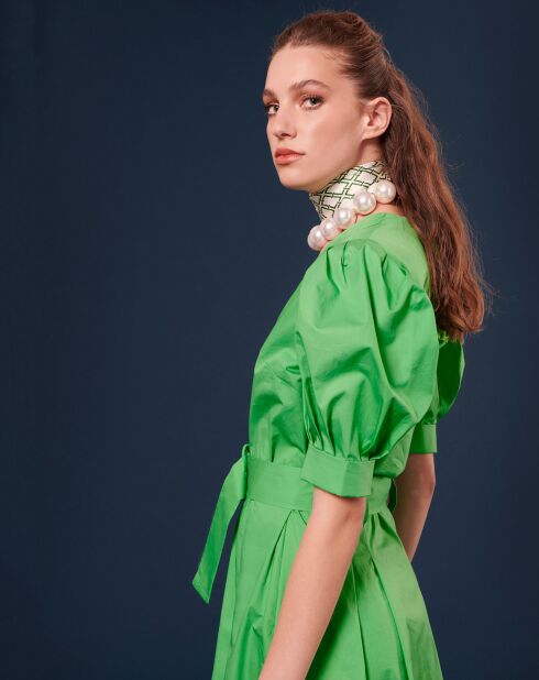 Robe Coton Biologique en popeline verte